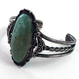 Vintage Native American Sterling Silver & Turquoise Cuff Bracelet Circa 1930s / 1940s (B002)