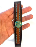 Leather Hat-band with Turquoise Stone, Adjustable, Cowgirl Hat Accessory