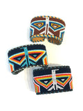 Unisex Leather Beaded Wide Cuff Bracelet / Bead Work Design