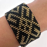 Beaded Wide Bracelet, Multi-Color Tiny Beads, Tribal Jewelry