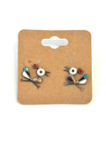 Vintage Zuni Roadrunner Sterling Silver And Multi-Stone Inlay Earrings