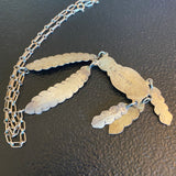 Vintage Navajo Sterling Silver & Mother of Pearl Feather Necklace, By S. A. ARVISO (N010)