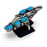 Vintage Native American Sterling Silver & Turquoise Elongated Ring Sz. 7 1/4 (A023)