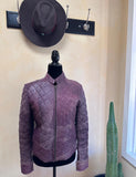 Vintage Purple Genuine Leather Jacket, Quilted, Size 36/M