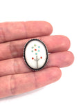 Old Pawn Sterling Silver & Mother Of Pearl Wildflower Inlay Zuni Ring (R055)