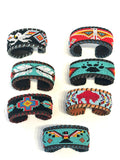Unisex Leather Beaded Wide Cuff Bracelet / Bead Work Design