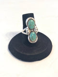 Size 6.5 Sterling Silver Turquoise Double Gemstone Ring