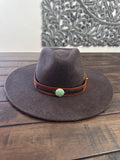 Leather Hat-band with Turquoise Stone, Adjustable, Cowgirl Hat Accessory