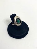 Size 6 Vintage Sterling Silver Southwestern Green Turquoise Shadow Box Ring A034