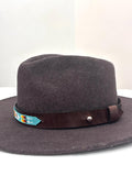 Leather Hat-band with Beaded Work, Adjustable, Cowgirl / Cowboy Hat Accessory