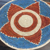 Woven Basket, Southwestern Geometric Design, 13.5" Bohemian Decor