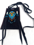 Small Handmade Medicine Leather Bag with Seed Bead Work