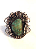 Vintage Navajo Handmade 3 Strand Sterling Silver & Natural Turquoise Blossom Cuff Bracelet