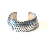 Vintage Navajo Harris Joe  Solid Sterling Silver Stamped Cuff Bracelet (B056)