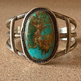53 Gr. Vintage Native American Royston Gem Quality Turquoise Sterling Silver Cuff Bracelet B024