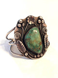 Vintage Navajo Handmade 3 Strand Sterling Silver & Natural Turquoise Blossom Cuff Bracelet