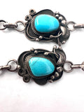 Vintage Navajo Turquoise Sterling Silver Necklace, Jay Livingston