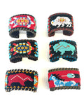 Unisex Leather Beaded Wide Cuff Bracelet / Bead Work Design