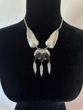 Intricate Vintage Navajo Sterling Silver Onyx Necklace (N023)