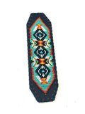 Unisex Leather Beaded Wide Cuff Bracelet / Bead Work Design