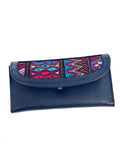 Leather Trifold Wallet, Embroidered Design Wallet With Check Book Slit