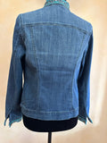 Embellished Denim Jacket, Tribal Boho Jean Jacket, Size Medium
