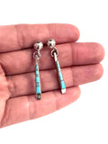 VTG Sterling Silver Turquoise Inlay Dangle Post Earrings (E010)
