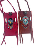 Small Handmade Medicine Leather Bag with Seed Bead Work