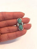 Size 6.5 Sterling Silver Turquoise Double Gemstone Ring