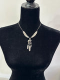 Vintage Navajo Sterling Silver & Onyx Feather Necklace, By S. A. ARVISO (N037)