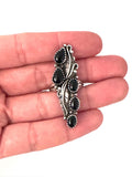 Size 9, Vintage Native American Sterling Silver Ring with Onyx Stones