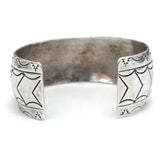 Vintage Southwestern Solid Sterling Silver Pattern Stamped Cuff Bracelet (B050)