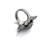 Old Vintage Sand Cast Sterling Silver & Green Turquoise Ring Size 6. (A027)