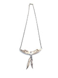 Vintage Sterling Silver Turquoise Feathers Necklace Southwestern (N022)