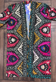 Uzbek Vintage Fully Embroidered Kimono Coat Size L/XL , Suzani Robe Dress