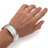 Vintage Southwestern Solid Sterling Silver Pattern Stamped Cuff Bracelet (B050)
