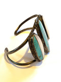 Norman Lee Vintage Navajo Turquoise & MOP  Inlay Sterling Silver Bracelet/ Cuff B020