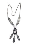 Vintage Navajo Sterling Silver & Mother of Pearl Feather Necklace, By S. A. ARVISO (N010)