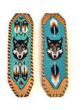 Unisex Leather Beaded Wide Cuff Bracelet / Bead Work, Fox Design