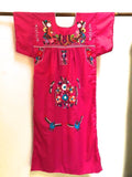 Vintage Mexican Dress / Embroidered Caftan/ Floral Embroidery