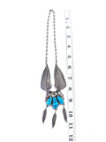 Intricate Vintage Navajo Sterling Silver Turquoise Necklace 18 Inches 44 Grams N008