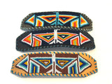 Unisex Leather Beaded Wide Cuff Bracelet / Bead Work Design