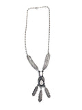 Vintage Navajo Sterling Silver & Mother of Pearl Feather Necklace, By S. A. ARVISO (N010)