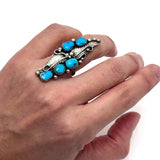 Vintage Native American Sterling Silver & Turquoise Elongated Ring Sz. 7 1/4 (A023)