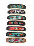 Unisex Leather Beaded Wide Cuff Bracelet / Bead Work Design