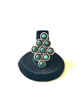 Vintage Sterling Silver Zuni Turquoise Snake Eye Statement Ring Size 7