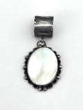 Vintage Navajo Sterling Silver & Mother of Pearl Large Pendant By Tony Guerro (N034)