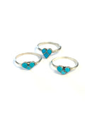 Dainty Zuni Handmade Sterling Silver Turquoise Heart Ring