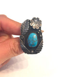 Sz 9 Vintage Navajo  Sterling Silver & Turquoise Ring