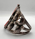 Vintage Kachina Sterling Silver Cuff Bracelet, Multi Stone Inlay, Signed Ivan V